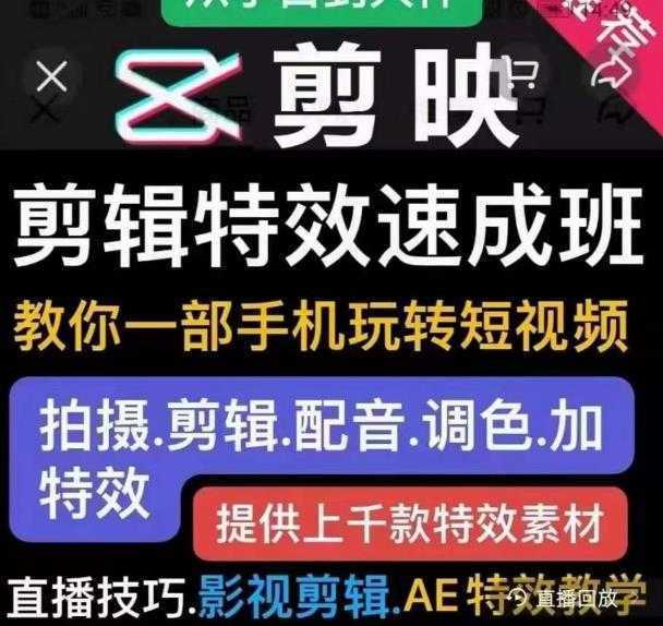 特效罗剪辑特效速成班:一部手机玩转短视频提供上千款特效素材【无水印】