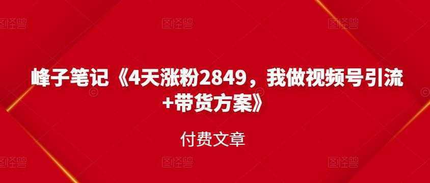 峰子笔记《4天涨粉2849,我做视频号引流+带货方案》付费文章