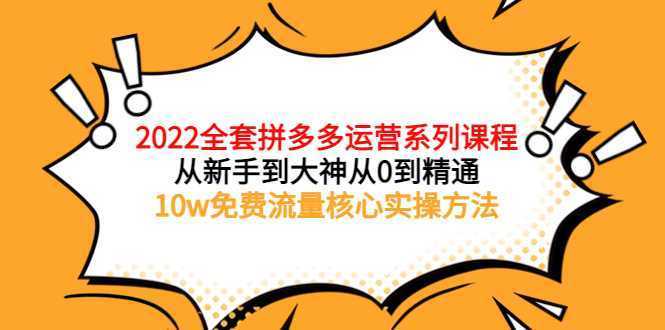 2022全套拼多多运营课程,从新手到大神从0到精通,10w免费流量核心实操方法