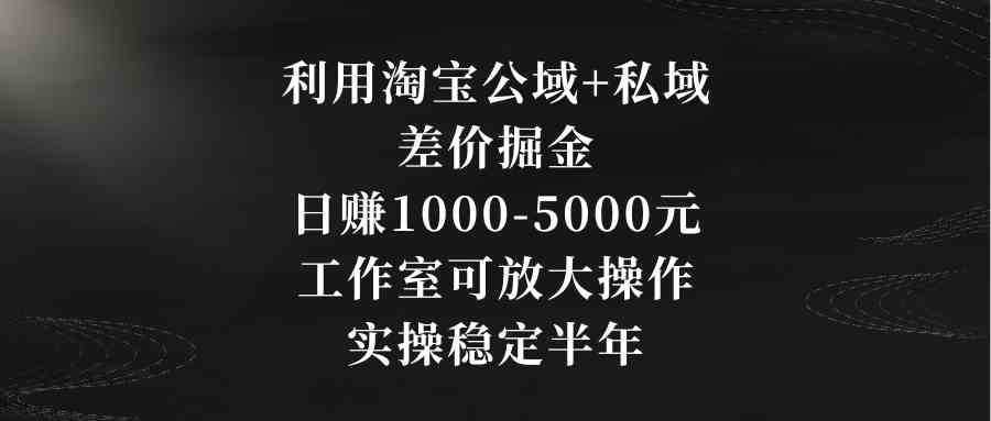 利用淘宝公域+私域差价掘金,日赚1000-5000元,工作室可放大操作,实操…
