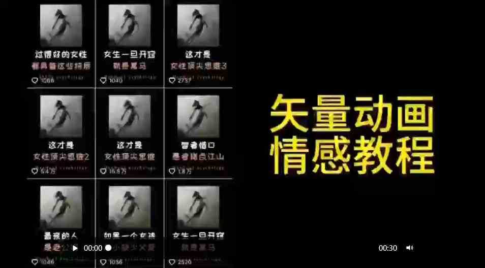 矢量动画情感教程:高点赞涨粉,适合情感、思维、创业教育等赛道
