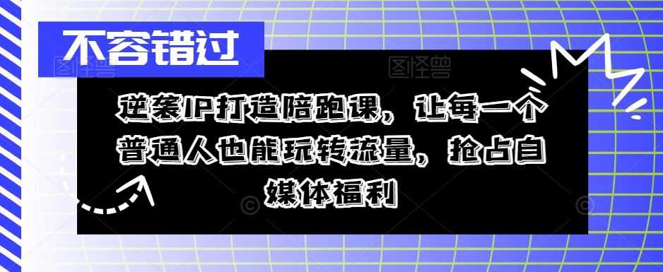 逆袭IP打造陪跑课,让每一个普通人也能玩转流量,抢占自媒体福利