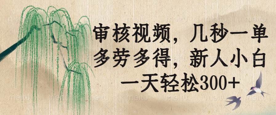 审核视频,几秒一单,多劳多得,新人小白一天轻松300+