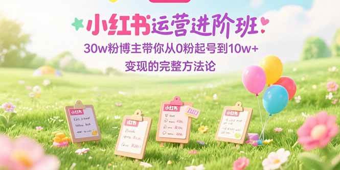 小红书运营进阶班:30w粉博主带你从0粉起号到10w+变现的完整方法论
