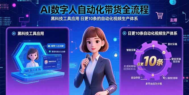AI数字人自动化带货全流程:黑科技工具应用 日更10条的自动化视频生产体系