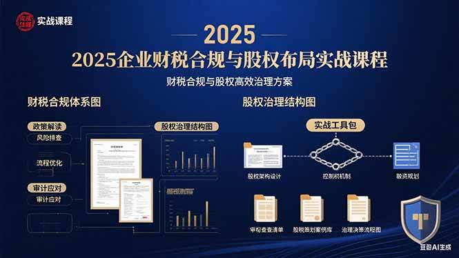 2025企业财税合规与股权布局的实战课程:财税合规与股权高效治理方案