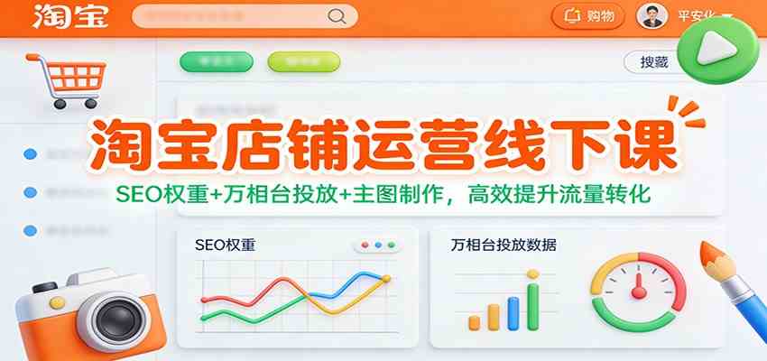 淘宝店铺运营线下课:SEO权重+万相台投放+主图制作,高效提升流量转化
