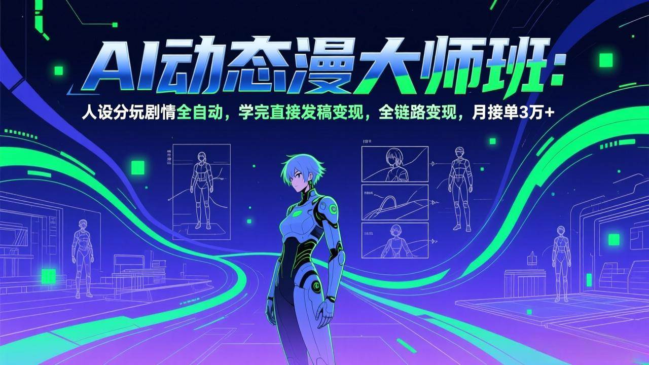 AI动态漫剧大师班:人设分镜剧情全自动,学完直接发稿变现,全链路变现,月接单3万+