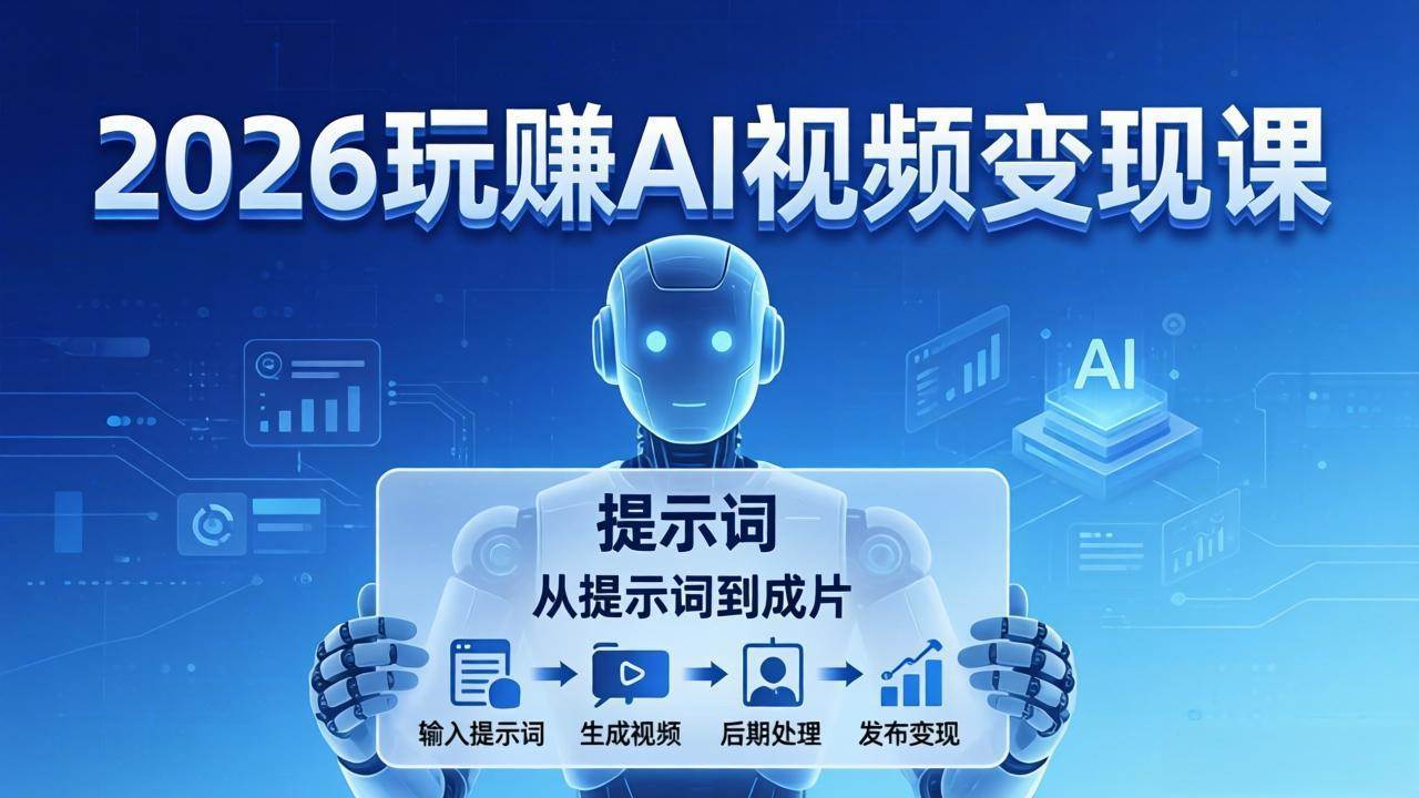 2026玩赚AI视频变现课:掌握 AI 视频全流程技能,从提示词到成片高效产出