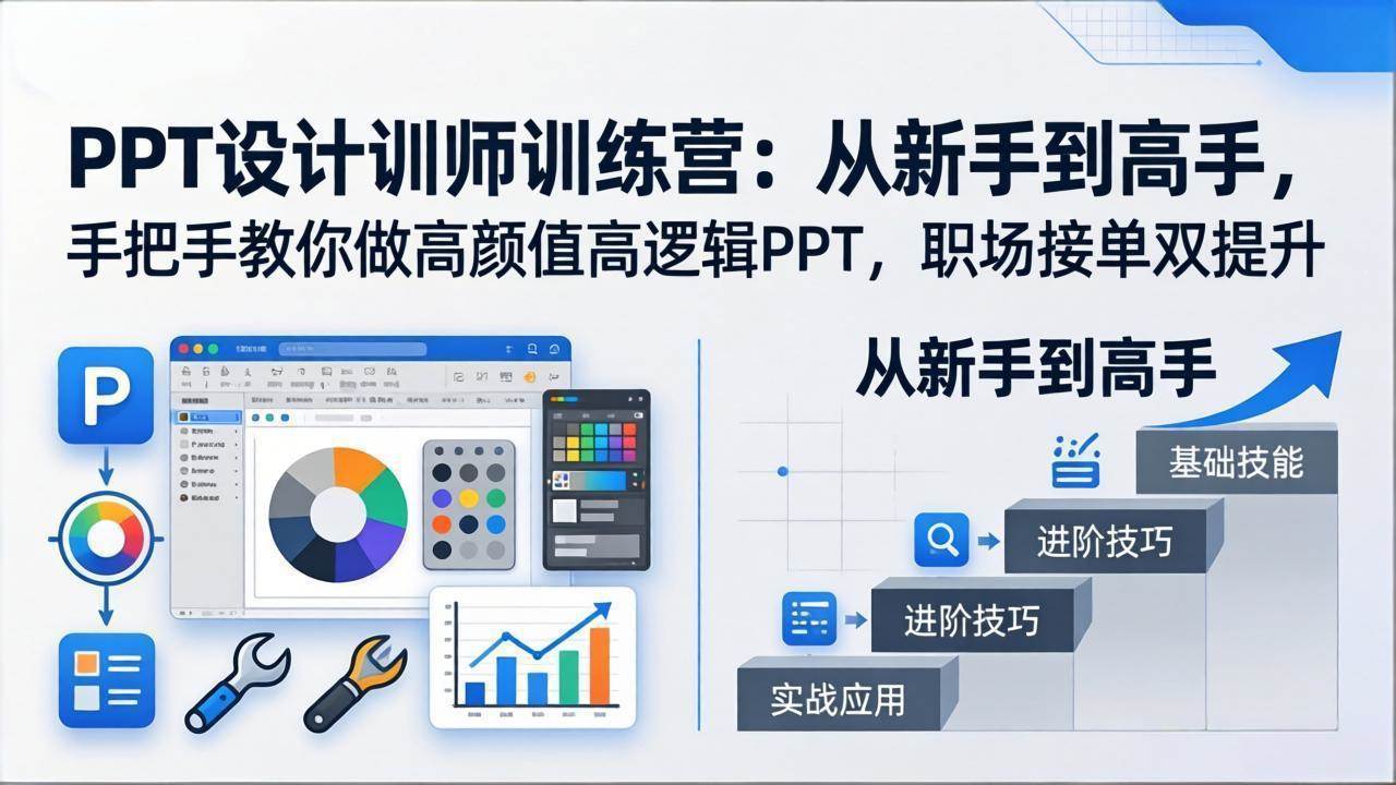 PPT设计训师训练营:从新手到高手,手把手教你做高颜值高逻辑PPT,职场接单双提升