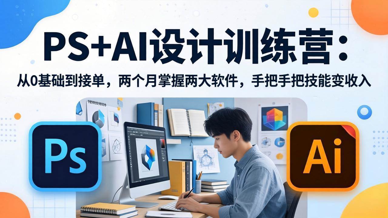 PS+AI设计训练营:从0基础到接单,两个月掌握两大软件,手把手把技能变收入