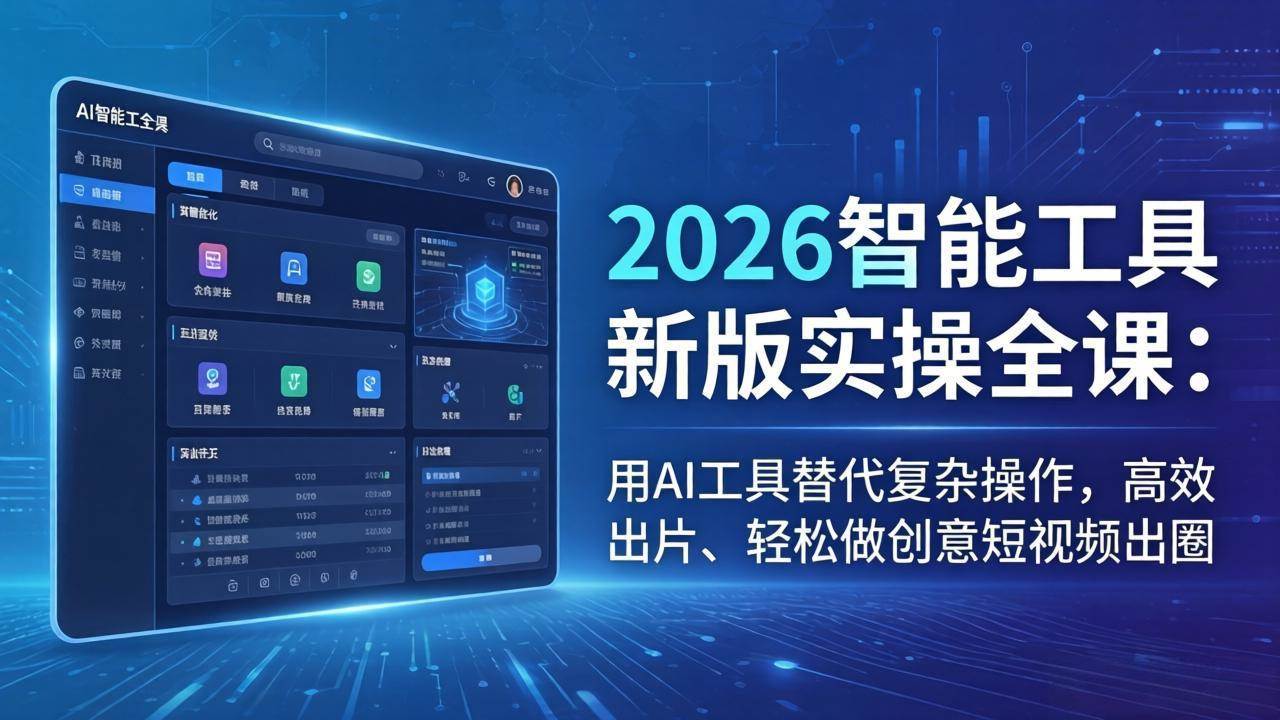 2026智能工具新版实操全课:用AI工具替代复杂操作,高效出片、轻松做创意短视频出圈