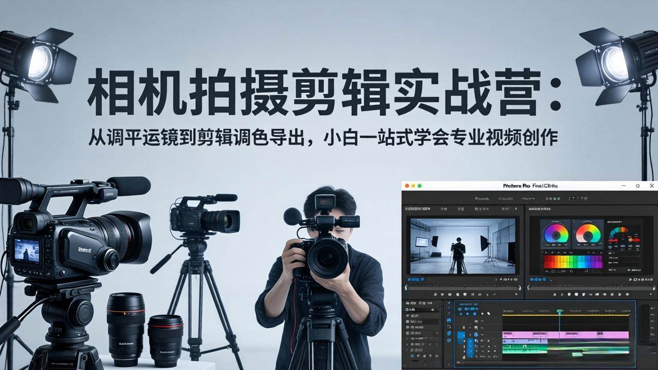 相机拍摄剪辑实战营:从调平运镜到剪辑调色导出,小白一站式学会专业视频创作