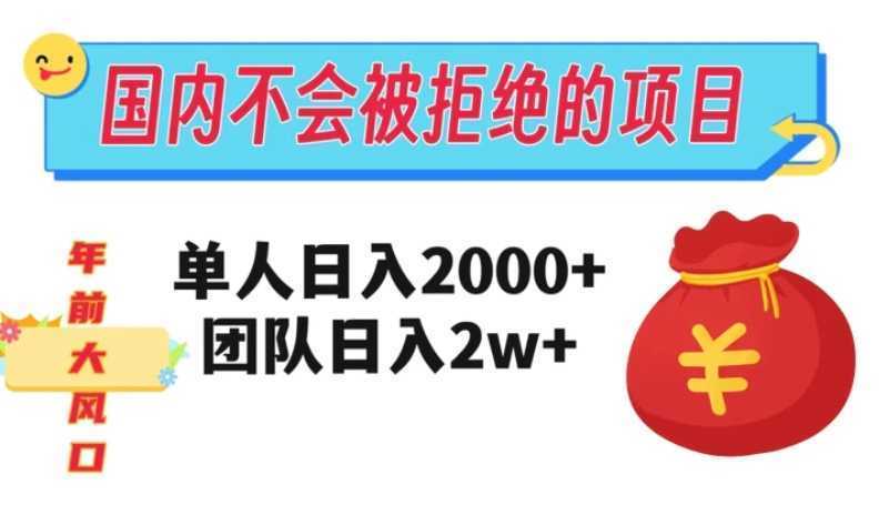 在国内不怕被拒绝的项目，单人日入2000，团队日入20000+【揭秘】