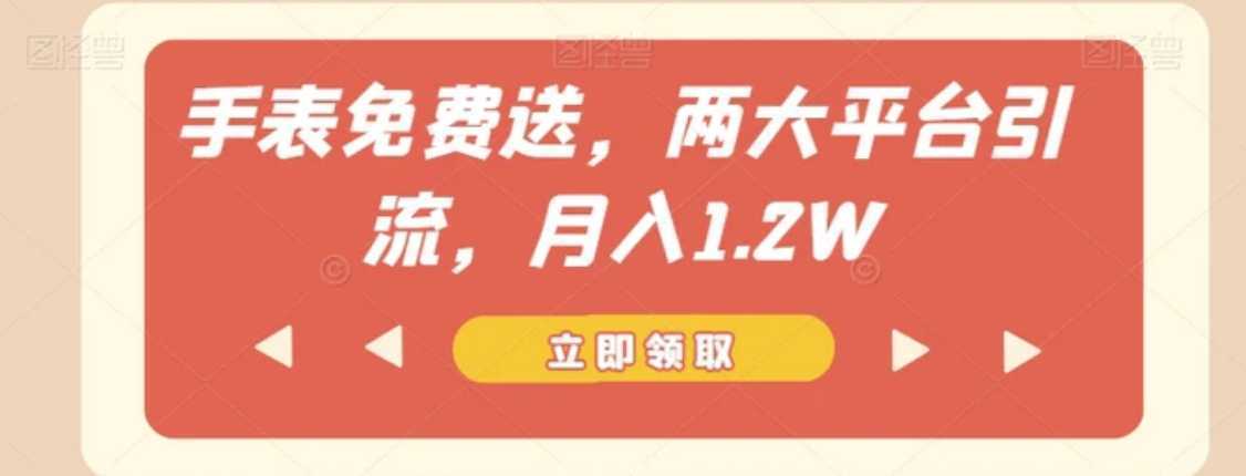 手表免费送,两大平台引流,月入1.2W【揭秘】