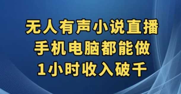 抖音无人有声小说直播，手机电脑都能做，1小时收入破千【揭秘】