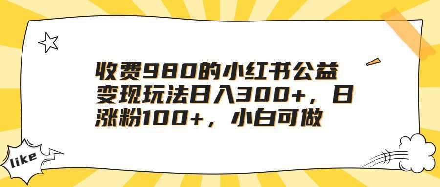 收费980的小红书公益变现玩法日入300+,日涨粉100+,小白可做