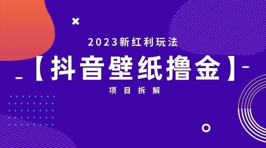2023新红利玩法，抖音壁纸撸金项目拆解