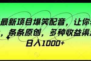 龙年最新项目爆笑配音,让你轻松涨粉,条条原创,多种收益渠道,日入1000+【揭秘】