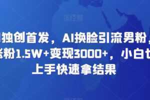 全网独创首发,AI换脸引流男粉,单日涨粉1.5W+变现3000+,小白也能上手快速拿结果【揭秘】