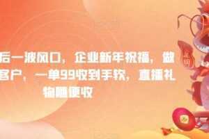 年前最后一波风口，企业新年祝福，做高质量客户，一单99收到手软，直播礼物随便收【揭秘】