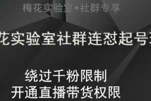 梅花实验室社群连怼起号玩法,视频号绕过千粉限制,开通直播带货权限【揭秘】