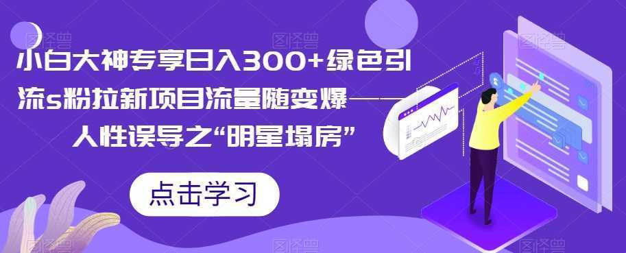 小白大神专享日入300+绿色引流s粉拉新项目流量随变爆——人性误导之“明星塌房”