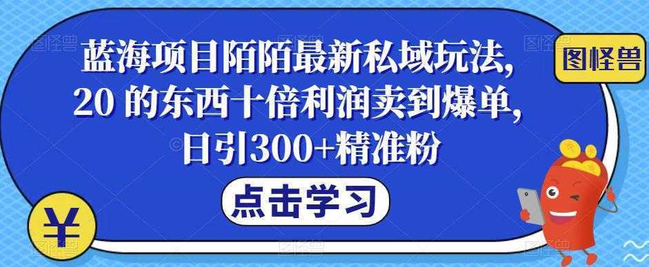 蓝海项目陌陌最新私域玩法，20 的东西十倍利润卖到爆单，日引300+精准粉【揭秘】