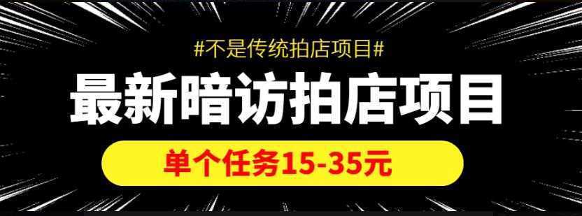 【信息差项目】最新暗访拍店项目，单个任务15-35元