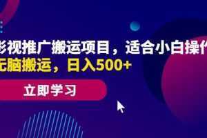 影视推广搬运项目,适合小白操作,无脑搬运,日入500+