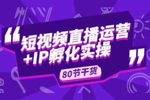 短视频直播运营+IP孵化实战:80节干货实操分享