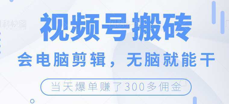 视频号无脑搬砖带货，会电脑剪辑无脑就能干，当天爆单赚300+佣金