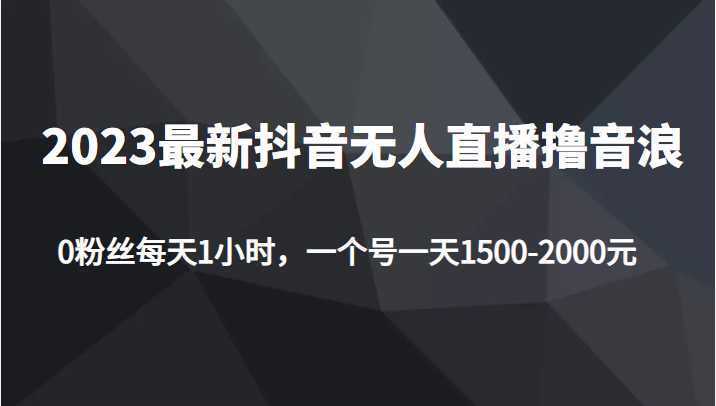2023最新抖音无人直播撸音浪项目，0粉丝每天1小时，一个号一天1500-2000元
