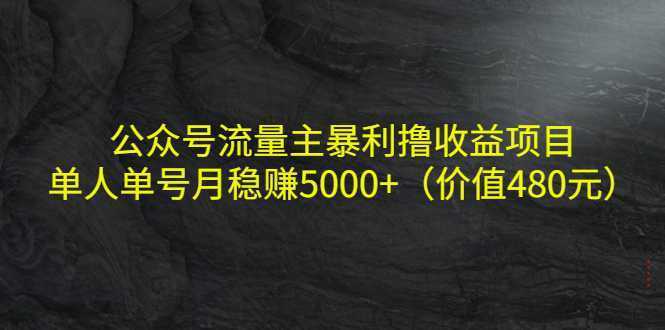 公众号流量主暴利撸收益项目，单人单号月稳赚5000+