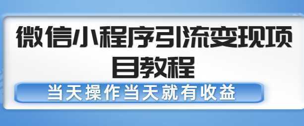 微信小程序引流变现项目教程，当天操作当天就有收益，变现不再是难事【无水印】