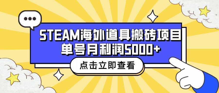 收费6980的Steam海外道具搬砖项目，单号月收益5000+全套实操教程