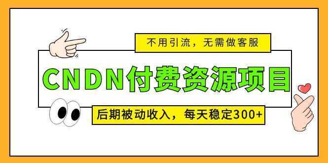 CNDN付费资源项目，不用引流，无需做客服，后期被动收入，每天稳定300+