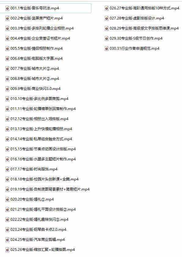 全能剪辑-创作人 剪映专业版实战系统训练营  课程+安装包＋素材！