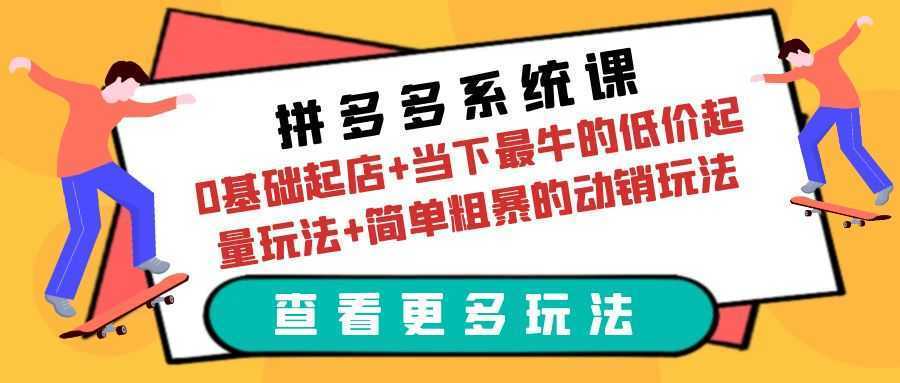 拼多多系统课:0基础起店+当下最牛的低价起量玩法+简单粗暴的动销玩法