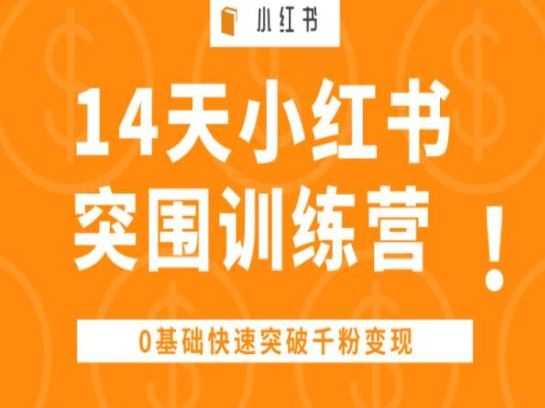 14天小红书突围训练营 ，0基础快速突破千粉变现