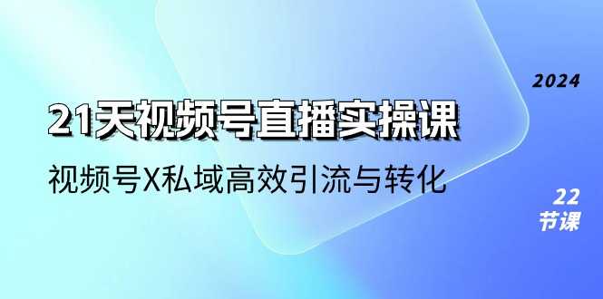 21天视频号直播实操课，视频号X私域高效引流与转化