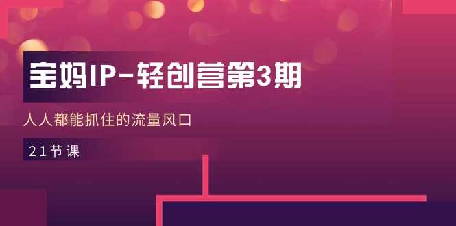 宝妈IP轻创营第3期，人人都能抓住的流量风口