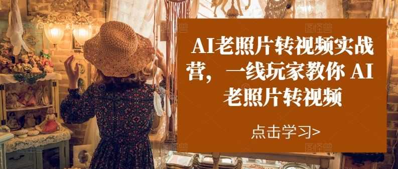 AI老照片转视频实战营，一线玩家教你AI老照片转视频