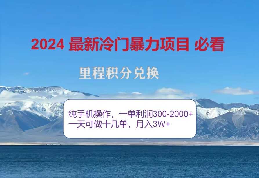 2024惊爆冷门暴利，里程积分最新玩法，高爆发期，一单300+—2000+