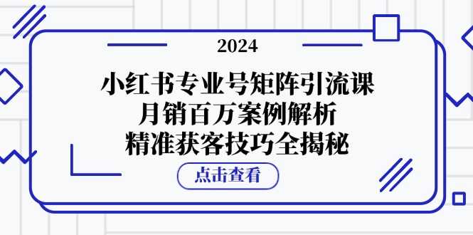 小红书专业号矩阵引流课，月销百万案例解析，精准获客技巧全揭秘