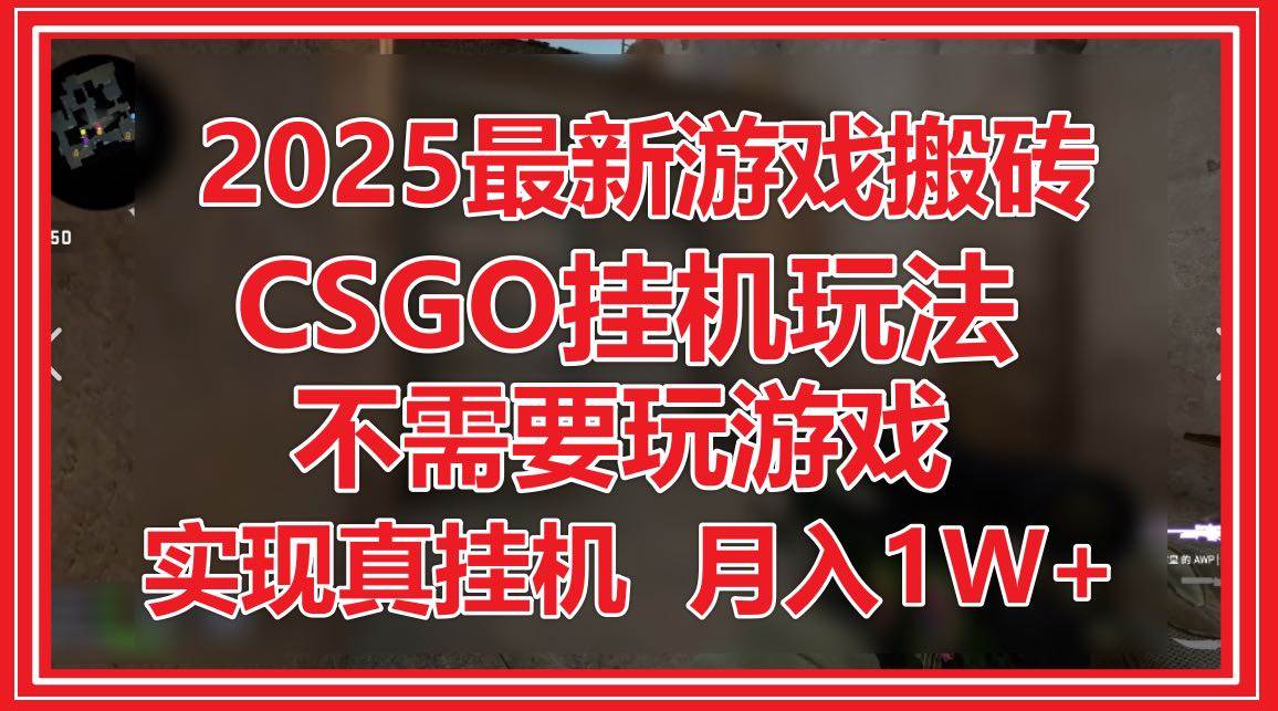 2025最新游戏搬砖，CSGO挂机，不需要玩游戏，实现真挂机，月入1W+