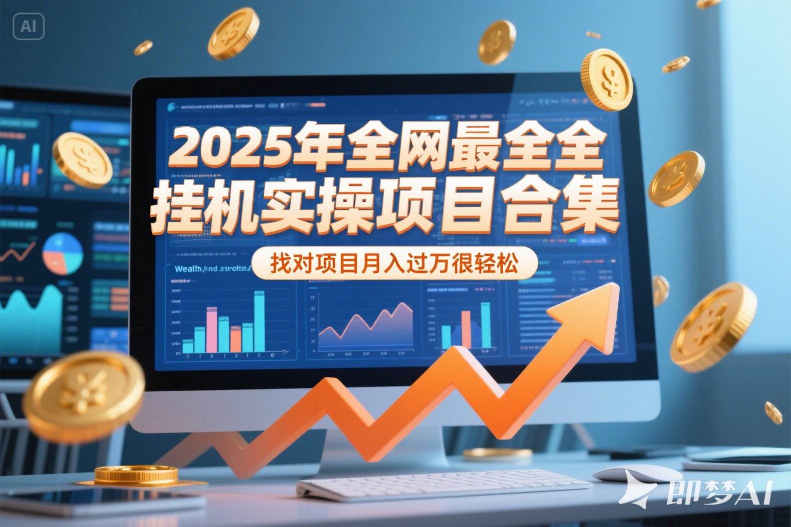 2025年挂机实操项目实操演练，挂机类型，AI直播类型，轻资产创业类型…