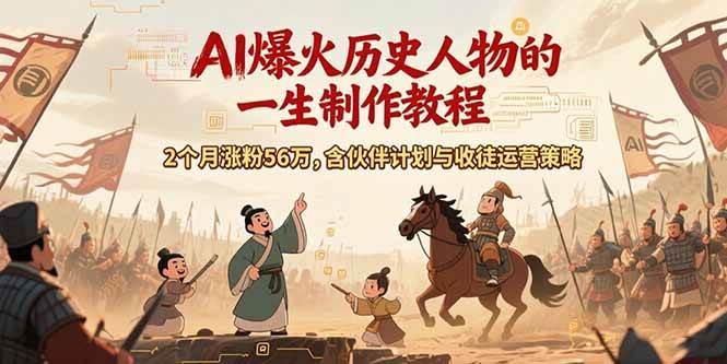 AI历史人物赛道课程，2个月涨粉56万，含伙伴计划与收徒运营策略