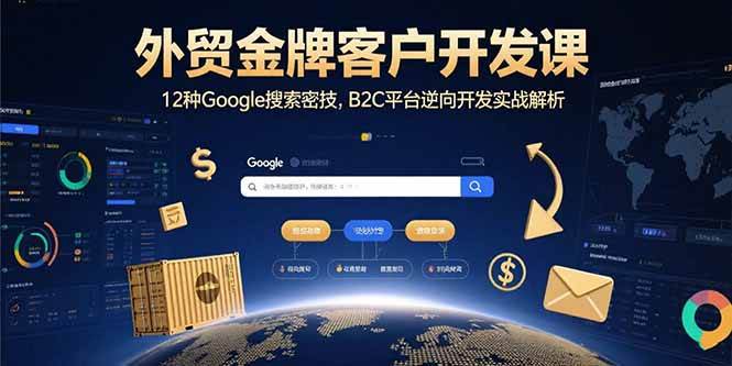 外贸金牌客户开发课，12种Google搜索密技，B2C平台逆向开发实战解析