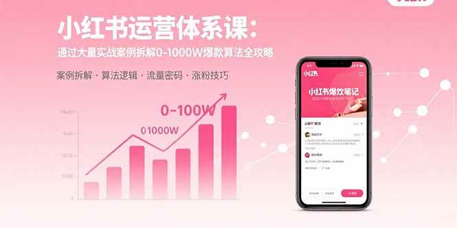 小红书运营体系课：通过大量实战案例拆解0-1000W爆款算法全攻略